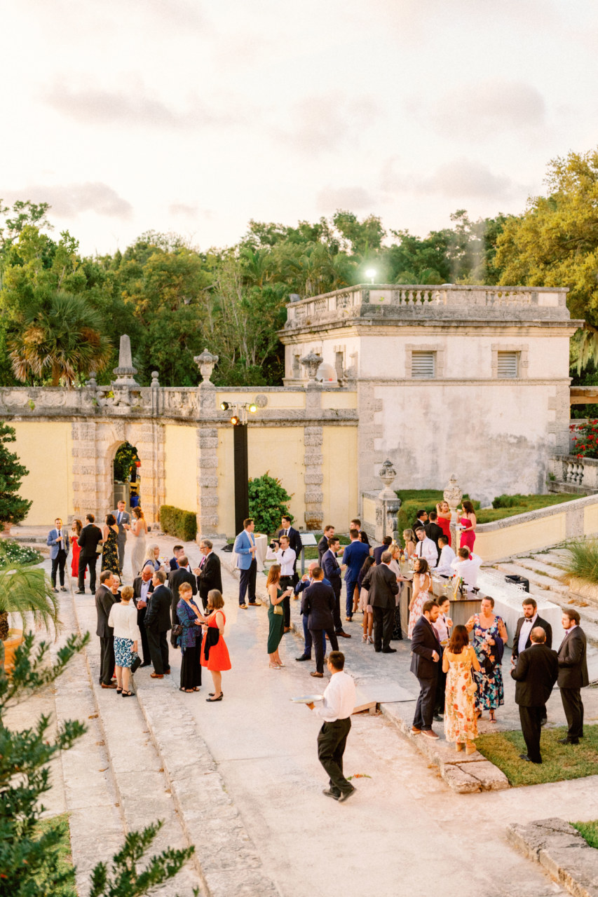 cocktail hour at Vizcaya museum, Design and Planning by Jennifer Buono Events, Florida Wedding Planner 
